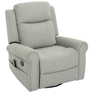 English Elm Manual Swivel Rocker Recliner Pu Leather Chair with Massage Heating and Pocket Spring Support Grey N763P363558E