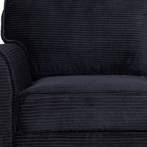 English Elm 57" Corduroy Two Seater Sofa Removable Cushions Solid Wood Frame Compact Living Room Black W2715P433633