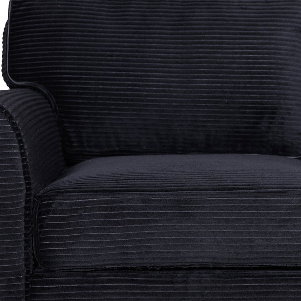 English Elm 57" Corduroy Two Seater Sofa Removable Cushions Solid Wood Frame Compact Living Room Black W2715P433633