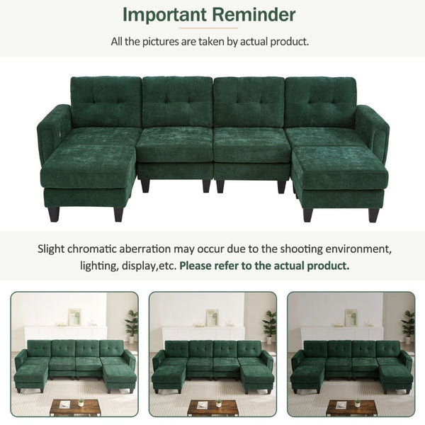 English Elm Swivel Barrel Accent Chair Chenille Tufted Round Club Seat for Living Room Lounge Green N719S002250F
