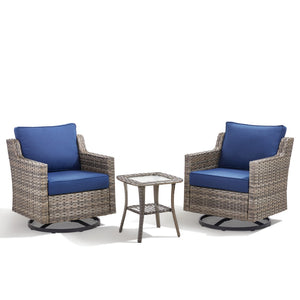 English Elm 73.2" Outdoor Handwoven Rattan 3 Seat Sofa with Olefin Cushions for Porch or Patio T3773P416345