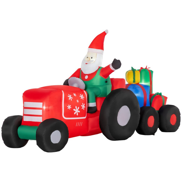 English Elm Outsunny 9Ft Inflatable Santa Claus With Colorful Gift Trailer – Bright Led Holiday Yard Decor! W2225P249949-GIGA