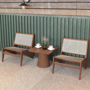 English Elm Modern Rattan Weave Accent Chair Walnut Wood Frame Boho Lounge for Bedroom W3101P414154