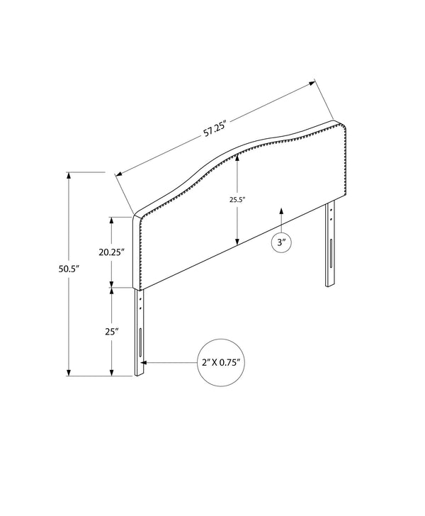 English Elm Bed, Arched Upholstered Headboard for Full Bed with Linen-Texture Fabric, Nailhead Trim, Sturdy Wood Frame, 50.5"H Grey 59 L x 27 W x 3 H B2710P219564