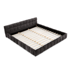 English Elm California King Upholstered Platform Bed Frame In Dark Gray - No Box Spring, Modern Chenille Design W487P311321