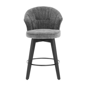 English Elm 008-Wing Upholstered Swivel Counter Stools Set of 2 with Solid Wood Legs, Chenille Comfort & 250lb Capacity DARK GREY W2636P239834