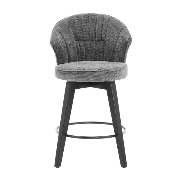 English Elm 008-Wing Upholstered Swivel Counter Stools Set of 2 with Solid Wood Legs, Chenille Comfort & 250lb Capacity DARK GREY W2636P239834
