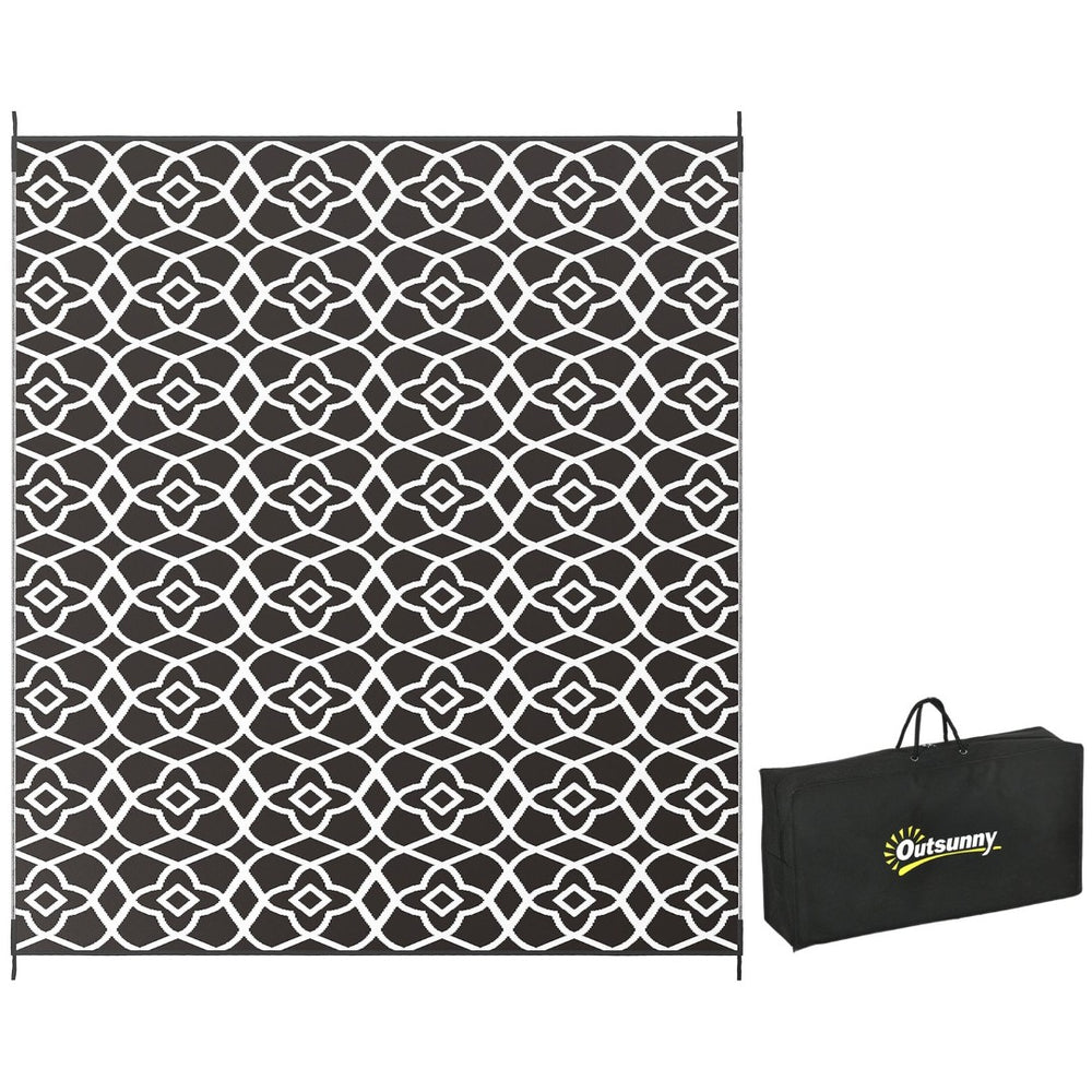 English Elm Outsunny Reversible Polypropylene Outdoor Rug Waterproof Clover Mat with Carry Bag W2225P174553