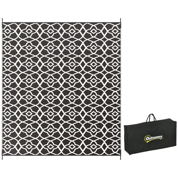 English Elm Outsunny Reversible Polypropylene Outdoor Rug Waterproof Clover Mat with Carry Bag W2225P174553