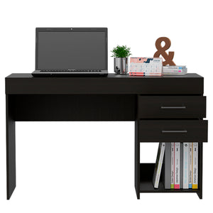 English Elm Austin Writing Computer Desk with Two Drawers and Cabinet, Spacious Legroom, Open Shelf, Durable Particleboard Black 51 L x 22 W x 5 H B128P148865
