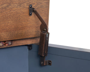 English Elm 40 inch Lift-Top Coffee Table Corduroy Blue Finish, Solid Rubberwood, Hidden Storage, Ready-to-Use B108P193077