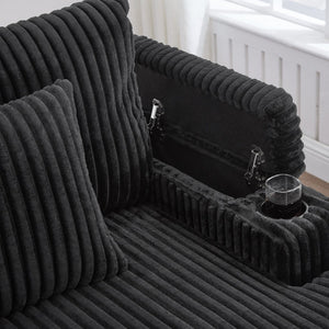 English Elm Swivel Barrel Accent Chair Chenille Tufted Round Club Seat for Living Room Lounge Black N719S002270B