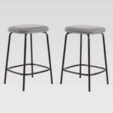 Simple Counter Stool with Upholstered Seat - Set of 2 Charcoal MUTD7DCL Walker Edison