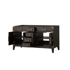 English Elm Brown Oak Double Bath Vanity - Stylish 60" W Solid Wood Storage Solution For Family Bathrooms & More B2731P259839
