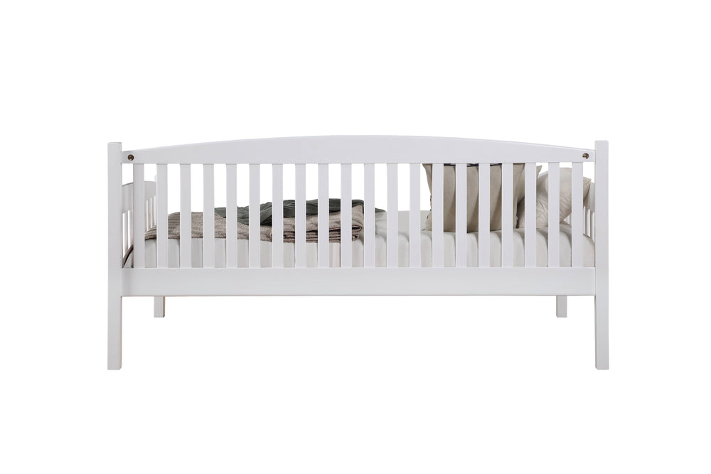 English Elm Caryn White Twin Daybed - Mission Style Slatted Panel, 13-Slat System, No Box Spring Needed, 330lb Capacity B2726S00336