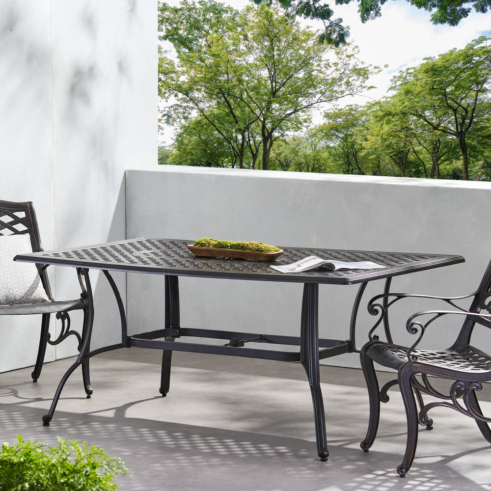 English Elm Christopher Knight Home® - Outdoor Cast Aluminum Rectangular Dining Table - Elegant Bronze Finish For Timeless Outdoor Dining N768P348383B