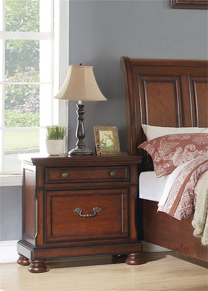 English Elm Rubber Wood 2-Drawer Nightstand in Antique Cherry Finish with Smooth Wood Glides, Sturdy Classic Design B016P251353