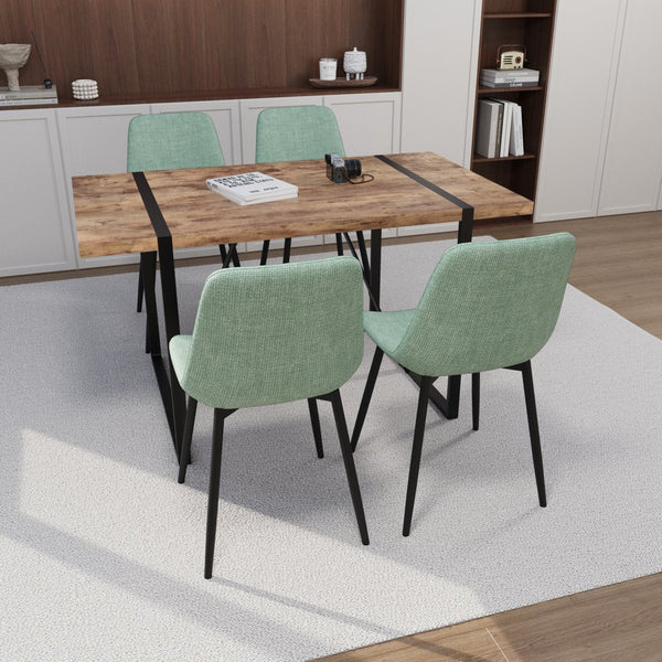 English Elm 55" Rustic Mdf Dining Table & 4 Suede Chairs Set - Modern Industrial Kitchen Furniture For Home W2189S00619