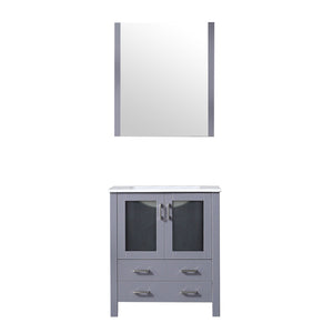 English Elm Dark Grey Bath Vanity Set With White Ceramic Top, Soft-Close Features, And Matching 28-Inch Mirror B2731S00723