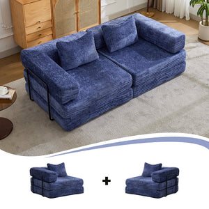 English Elm Compression Convertible Floor Sofa Bed – Stylish Chenille Loveseat, Easy Setup, Ideal For Small Spaces W3723P345645