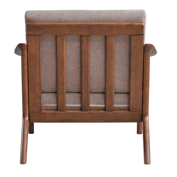 English Elm Light Brown Plush Accent Chair with Removable Cushion, Full Foam Comfort & Durable Rubberwood Frame B062S00568