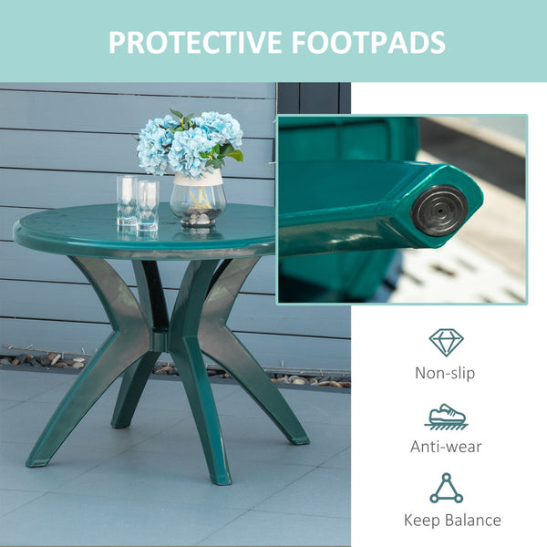 English Elm Outsunny 36.25" Round Green Bistro Table With Umbrella Hole - Ideal For Patios, Gardens & Poolside Fun! W2225P174358-GIGA