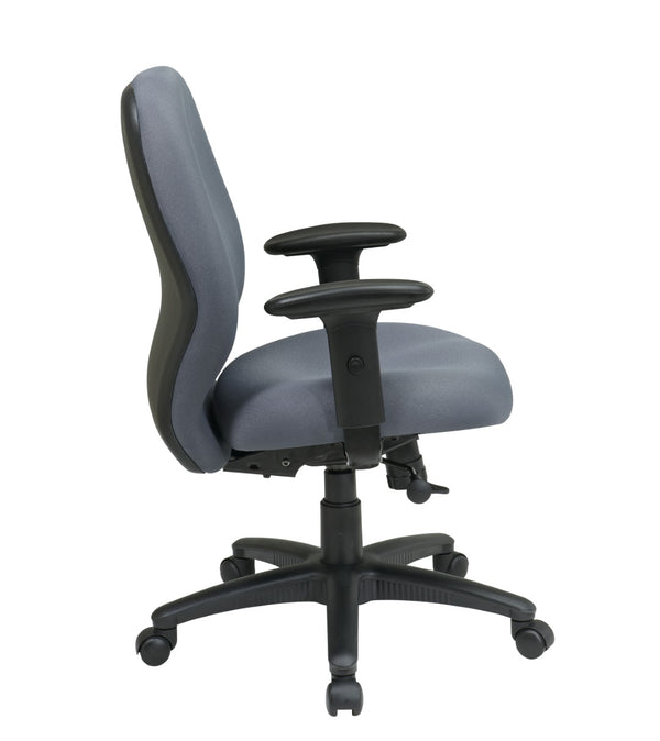 OSP Home Furnishings Mid Back Ergonomic Manager Chair with Synchro Tilt Lumbar Support and Padded Arms Grey 3121-226