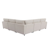 English Elm [ Video Provided] Modern Large U-Shape Sectional Sofa, With Removable Ottomans For Living Room (6-Seater)