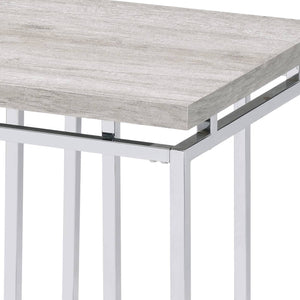 English Elm Natural Oak End Table With Chrome Sled Base – Modern Minimalist Design For Chic Living Spaces B062P189175