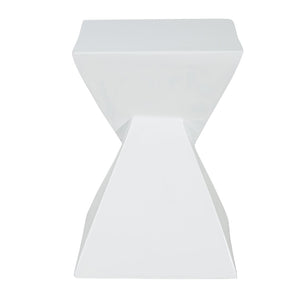 English Elm All Weather Mgo X Base Accent Table Geometric Sculptural Outdoor Indoor White N770P341402W