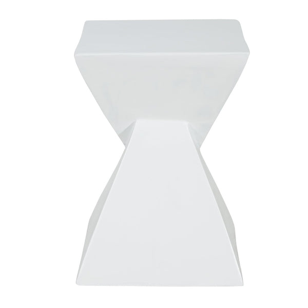 English Elm All Weather Mgo X Base Accent Table Geometric Sculptural Outdoor Indoor White N770P341402W