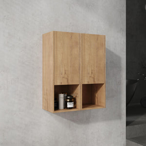 English Elm 24" Bathroom Side Cabinet - Wall-Mounted Design, Soft-Close Doors, Durable Plywood, Space-Saving Storage W999S00373