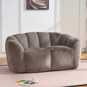 English Elm Oversized Bean Bag Loveseat Fluffy Floor Sofa for Lounging and Reading in Any Room Brown W3523P450058