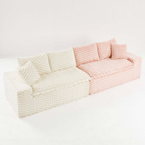 English Elm Luxury Color-Block Turtle Velvet Sofa - Versatile Modular Design For Stylish Living Room Comfort W3371S00044