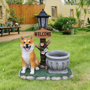 English Elm Sitting Corgi Resin Planter Sculpture Whimsical Porch Garden Decor with Succulent Cavity W5398P464247