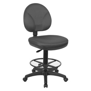 OSP Home Furnishings Sculptured Ergonomic Drafting Chair with Lumbar Support Padded Seat and Footring Shale DC550-295