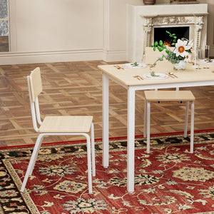 English Elm 5-Piece Modern Dining Set for Small Spaces — 43.3" MDF Top Table with Metal Frame and 4 Chairs, Easy Clean Oak W578133460