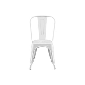 English Elm Set Of 2 High Gloss White Metal Dining Chairs - Stackable, Lightweight, Easy-Clean For Indoor/Outdoor Use B347P383401-GIGA