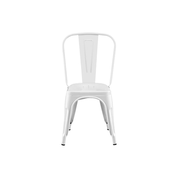 English Elm Set Of 2 High Gloss White Metal Dining Chairs - Stackable, Lightweight, Easy-Clean For Indoor/Outdoor Use B347P383401-GIGA