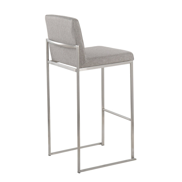 English Elm Fuji High Back Barstool Set Of 2 In Grey Fabric & Stainless Steel - Modern Comfort For Your Home B202P222192