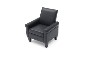 English Elm Vineland Tall Back Club Chair Faux Leather Accent Seat with Rolled Arms for Living Room B078P497921
