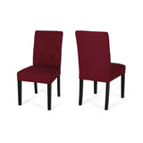 Christopher Knight Home® - Noble House - Ropp Contemporary Tufted Dining Chairs, Deep Red and Dark Brown - Set of 2