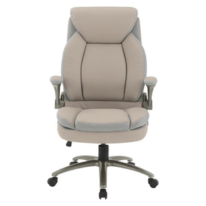 OSP Home Furnishings Big and Tall Ergonomic Office Chair with Lumbar Support Leather Seat 400 Lb Capacity Taupe ECH14517BT-EC21