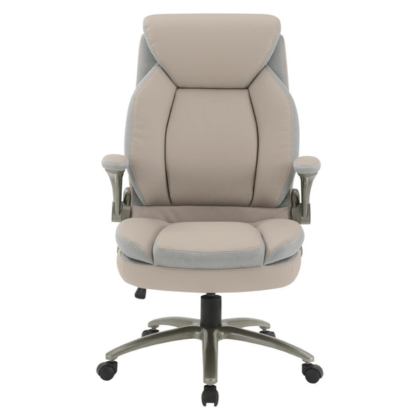 OSP Home Furnishings Big and Tall Ergonomic Office Chair with Lumbar Support Leather Seat 400 Lb Capacity Taupe ECH14517BT-EC21