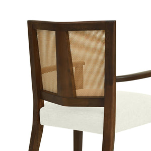 English Elm Christopher Knight Home® - ARM Mid-Century Dining Chair with Rattan Back & Upholstered Foam Seat, Solid Rubberwood Frame Beige,Walnut N771P254005T