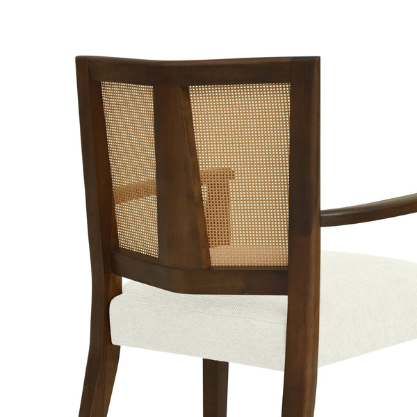 English Elm Christopher Knight Home® - ARM Mid-Century Dining Chair with Rattan Back & Upholstered Foam Seat, Solid Rubberwood Frame Beige,Walnut N771P254005T