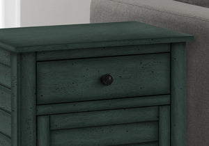 English Elm Accent Table Coastal Antique Blue Veneer Nightstand with Drawer & Cabinet, Solid Wood Accent Piece Blue 28 L x 22 W x 8 H B2710P287045