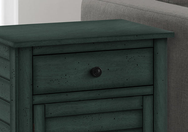 English Elm Accent Table Coastal Antique Blue Veneer Nightstand with Drawer & Cabinet, Solid Wood Accent Piece Blue 28 L x 22 W x 8 H B2710P287045