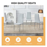 English Elm 4-Piece Set Of Checkered Armless High Back Dining Chairs, Office Chairs. Suitable For Restaurants, Living Rooms, Kitchens, and Offices. Light Gray Chairs and Electroplated Metal Legs 0924