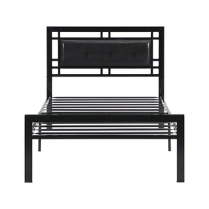 English Elm Twin Sturdy Metal Bed Frame for Twin Mattress — Quiet, Tool-Included Assembly, No Box Spring Needed, 300LB Capacity Black 43.7 L x 24 W x 3.35 H W2297P347753